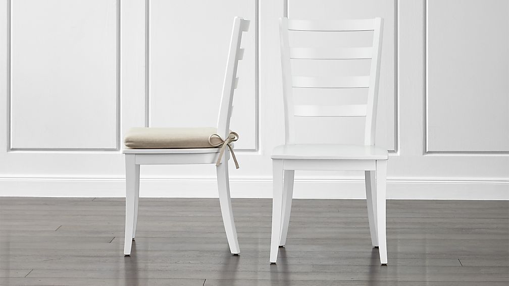 Harper White Ladder Back Dining Chair And Sand Cushion Harper White Ladder Back Dining Chair And Sand Cushion