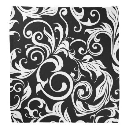 Minimal Black White Fl Wallpaper Swirl Pattern Bandana Unusual Minimal Black White Fl Wallpaper Swirl Pattern Bandana Unusual Diy Cyo Customize Special Gift