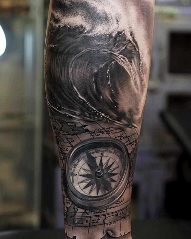 Compass And Wave Tattoo Compass And Wave Tattoo