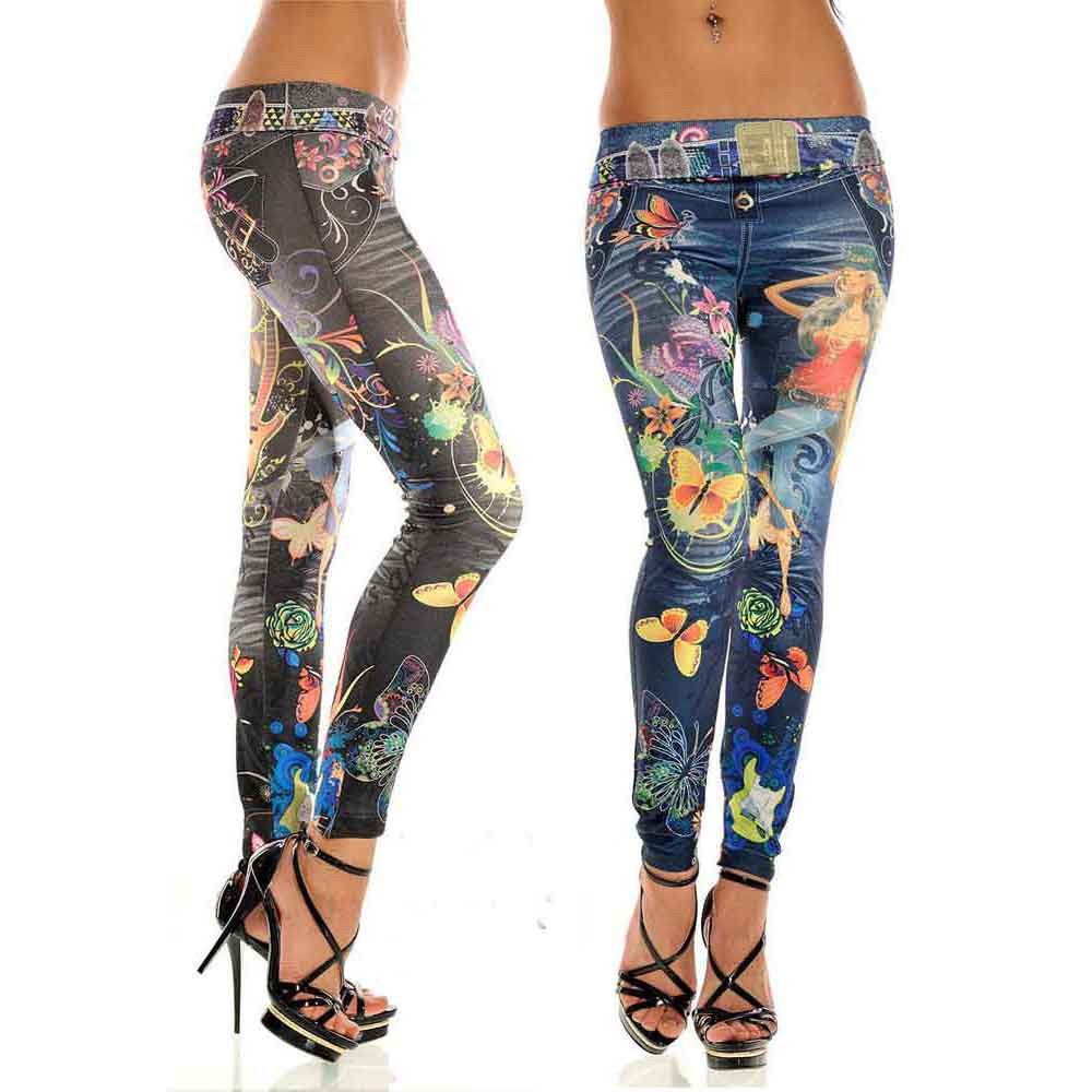 Roman Originals Womens Blue Plain Cropped Jegging Sizes 10-20