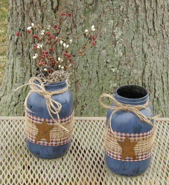 Primitive Jars-Primitive Decor-Patriotic Decoratio Primitive Jars-Primitive Decor-Patriotic Decoratio