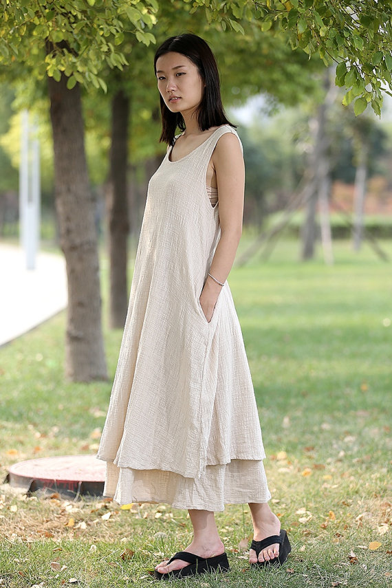 cream linen dress