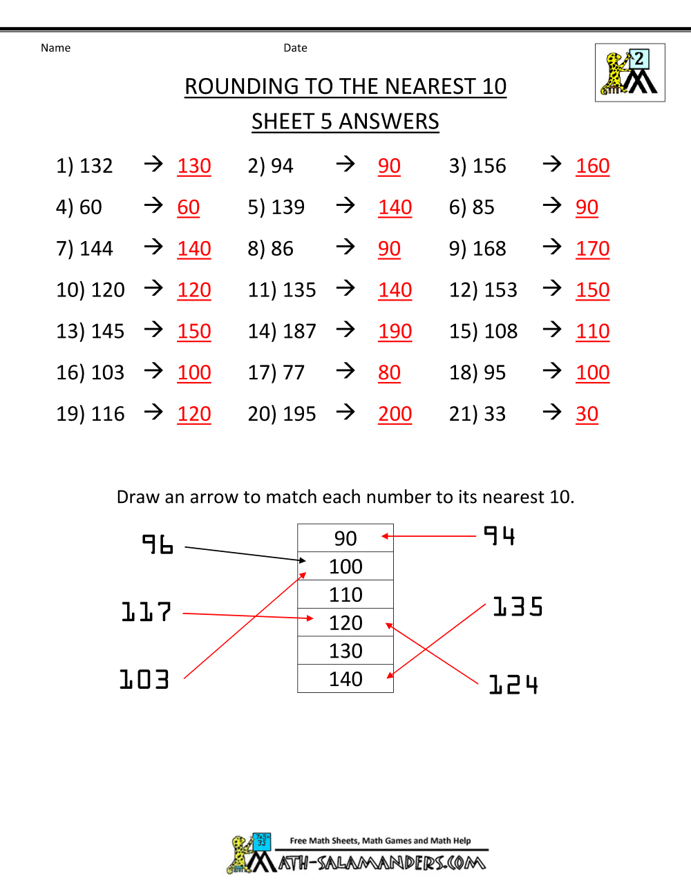 Worksheets Rounding Worksheets 3rd Grade rounding worksheet nearest 10 5ans gif clasa gif