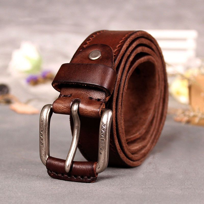 Mens Vintage Italian Fashion Leather Pin Buckle Belt