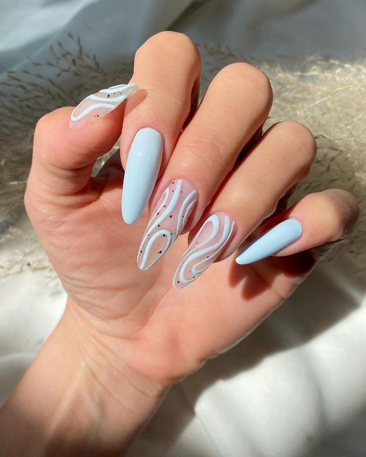 Please read full description below. We offer handmade press on nails made with quality gel. Our sets are reusable if removed properly with no damage to natural nails. With nail glue our sets can last from 1-3 weeks at a time, or by using adhesive tabs they can last up to a week. Sets come with 10 nails (your exact sizes) All sets are customizable so please let us know if you would like a slight change in design or change your colors! * MEASURING YOUR NAILS * How to measure your nails: Use measur Chic Nails, Stylish Nails, Trendy Nails, Pretty Acrylic Nails, Best Acrylic Nails, Glue On Nails, Gel Nails, Coffin Nails, Light Blue Nails