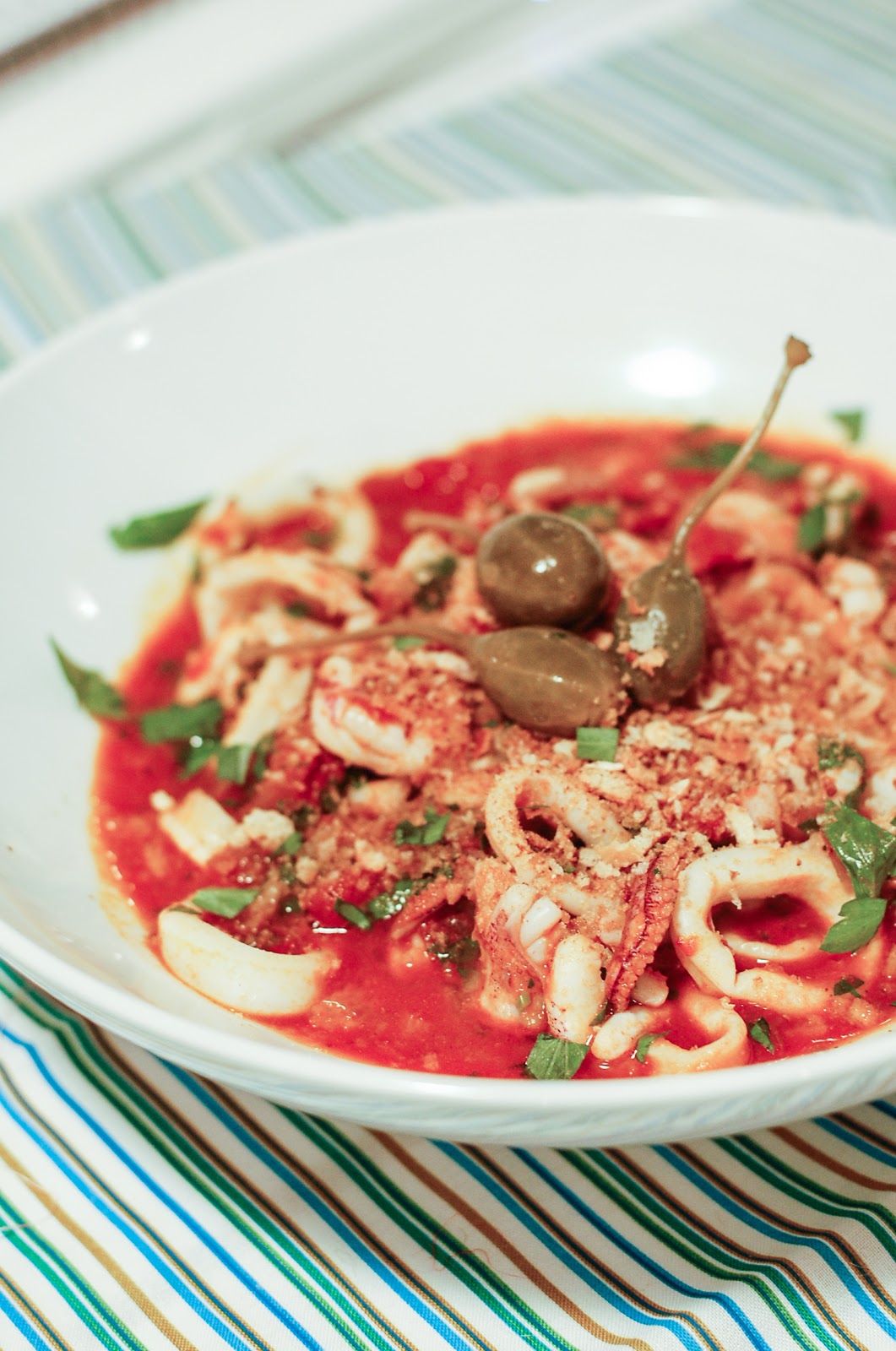 Sicilian Calamari with Capers and Toasted Breadcrumbs...so Sicilian Calamari with Capers and Toasted Breadcrumbs...so