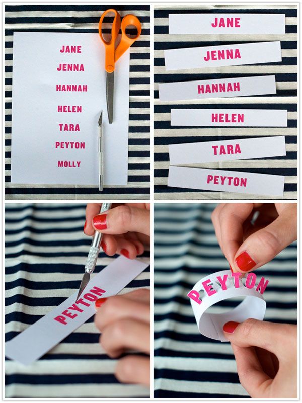 Diy Napkin Ring Place Card Craft Project Easy Paper Bright Summer Diy Napkin Ring Place Card Craft Project Easy Paper Bright Summer Colors Wedding Ideas