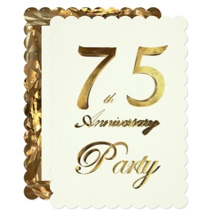 75th Birthday Anniversary Gold Ivory Elegant Invitation | Zazzle.com ...