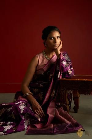 This saree is an invitation to magical memories of Indian rains! Once favoured by the royalty and the nobility, luxurious peacock motif sarees make prized possessions. Woven in the finest Kadhua style with intricate Meenakari on resplendent silk, this is a rich and heritage piece. Classic Elegance, Timeless, Magical Memories, Nobility, Handloom Saree, Rains, Bible Quotes, Magenta, Peacock