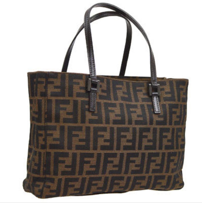 100 Authentic Fendi Handbag Zucca Pattern Brown Canvas 100 Authentic Fendi Handbag Zucca Pattern Brown Canvas Leather