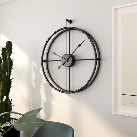Big Round Iron Wall Clock Large Wall Clock Wall Clock Metal Etsy Minimalist Wall Clocks Gold Wall Clock Wall Clock Modern