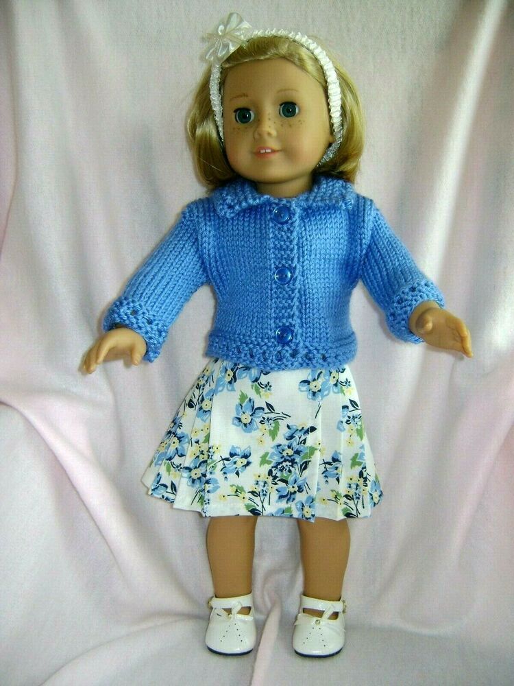 Floral Print Dress Sweater Fits 18/" American Girl Doll Clothes