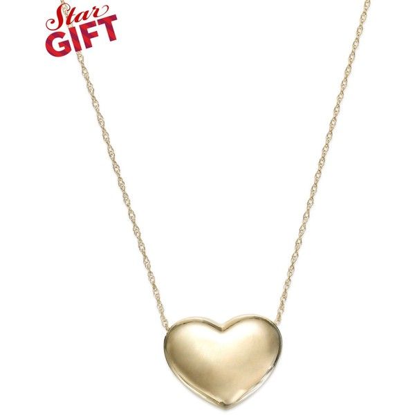 Signature Gold Puffed Heart Pendant Necklace In 14k 300 - 14 Karat Gold Chain With Heart Pendant Signature Gold Puffed Heart Pendant Necklace In 14k 300 - 14 Karat Gold Chain With Heart Pendant