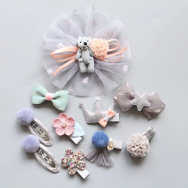 10Pcs Sweet Chiffon Flower Baby Girls Hair Clips Hairpin Barrettes Headwear