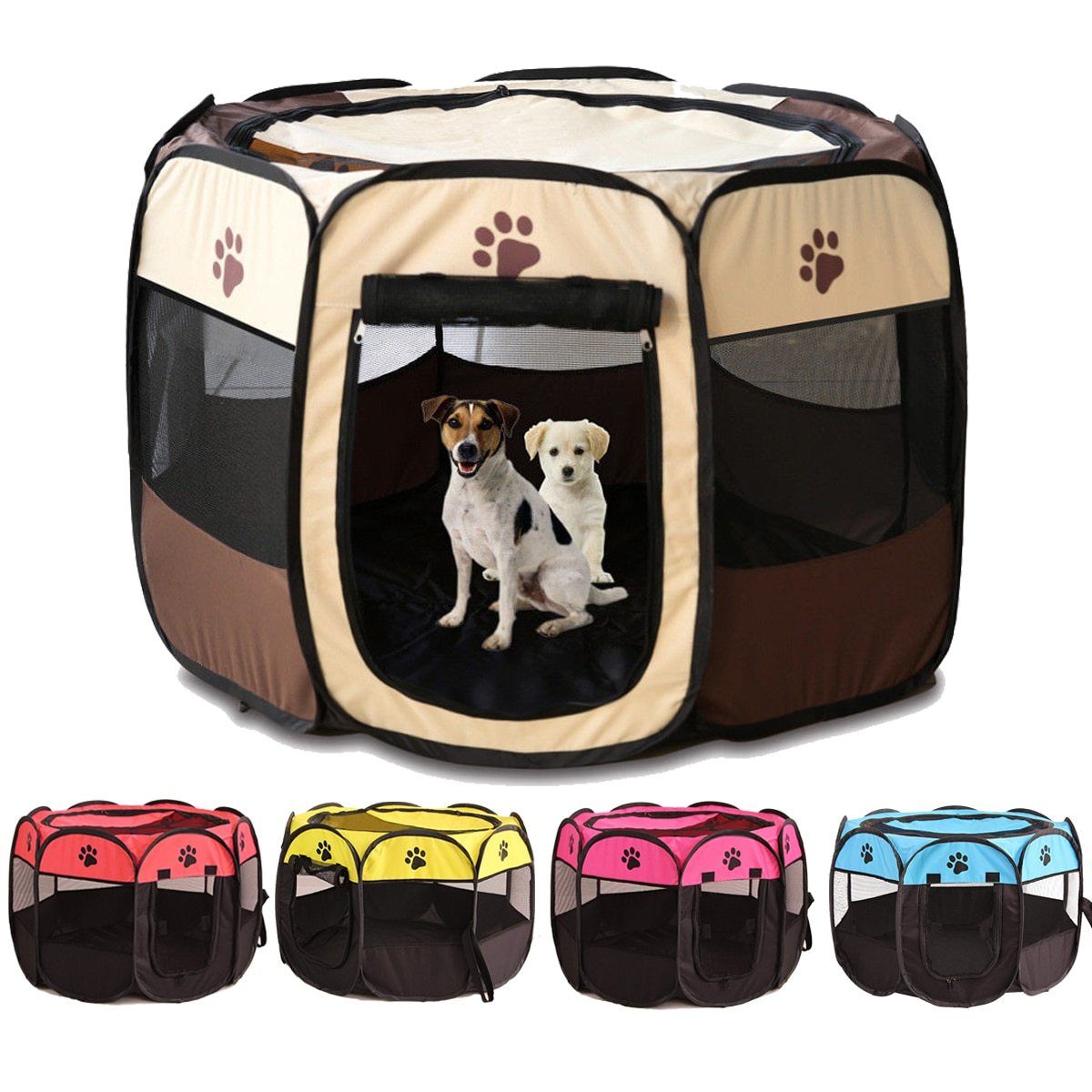 Portable Pet Crate Playpen Foldable Mesh Water Resistant Indoor Outdoor Dog Playpen Puppy Kennel Cat Cages