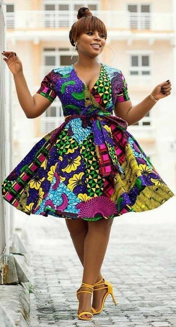 African dress, African print wrap dress, African outfits, African style, dress, Ankara dress #africandressstyles
