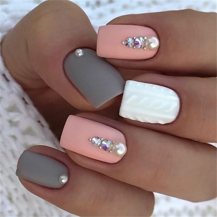 37 Spring Elegant Sqaure Matte Nails Design Ideas #mattenails