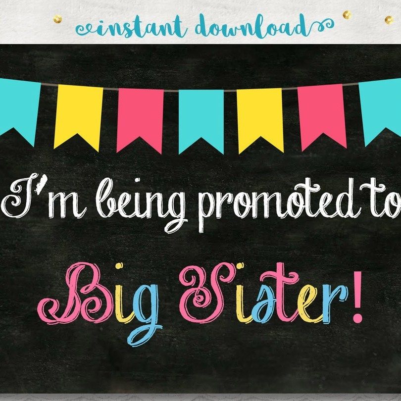 Pregnancy Reveal New Baby Big Sister Chalkboard Announcement Poster A4 Print