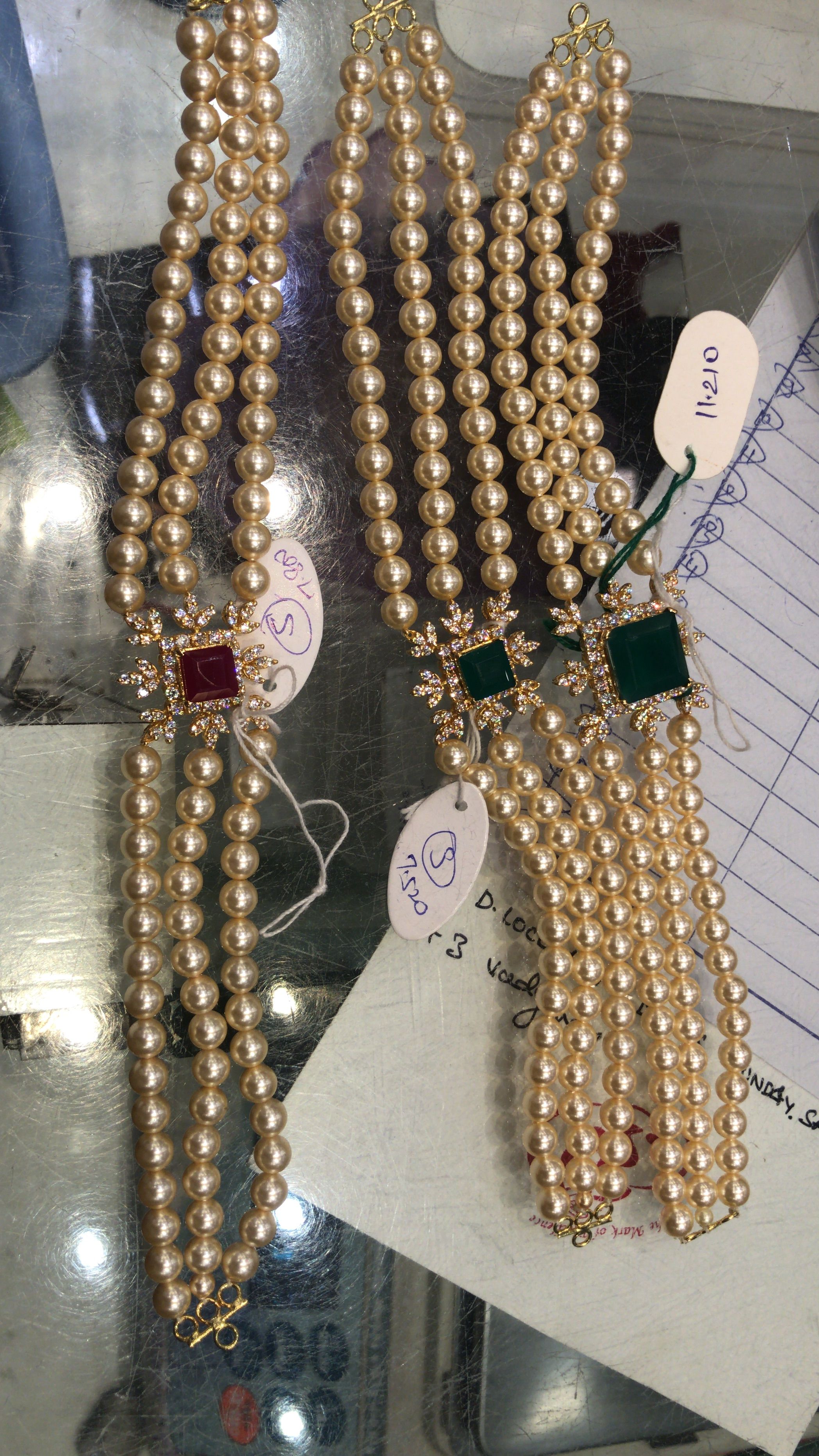 Ethnic Traditional Handmade Golden Plated Pearl Beads Stone Necklace 0910/_32