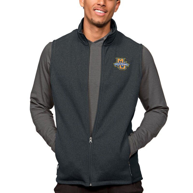 No Marquette Golden Eagles collection is complete without this Course Full-Zip Vest from Antigua. Its embroidered Marquette Golden Eagles graphics give it a spirited touch that will instantly make it a staple in your everyday wardrobe. Golf With Friends, Southern Miss Golden Eagles, Nba Eastern Conference, Navy Midshipmen, Vanderbilt Commodores, Golf Shirts, Winter Wardrobe, Heather Black, Stay Warm