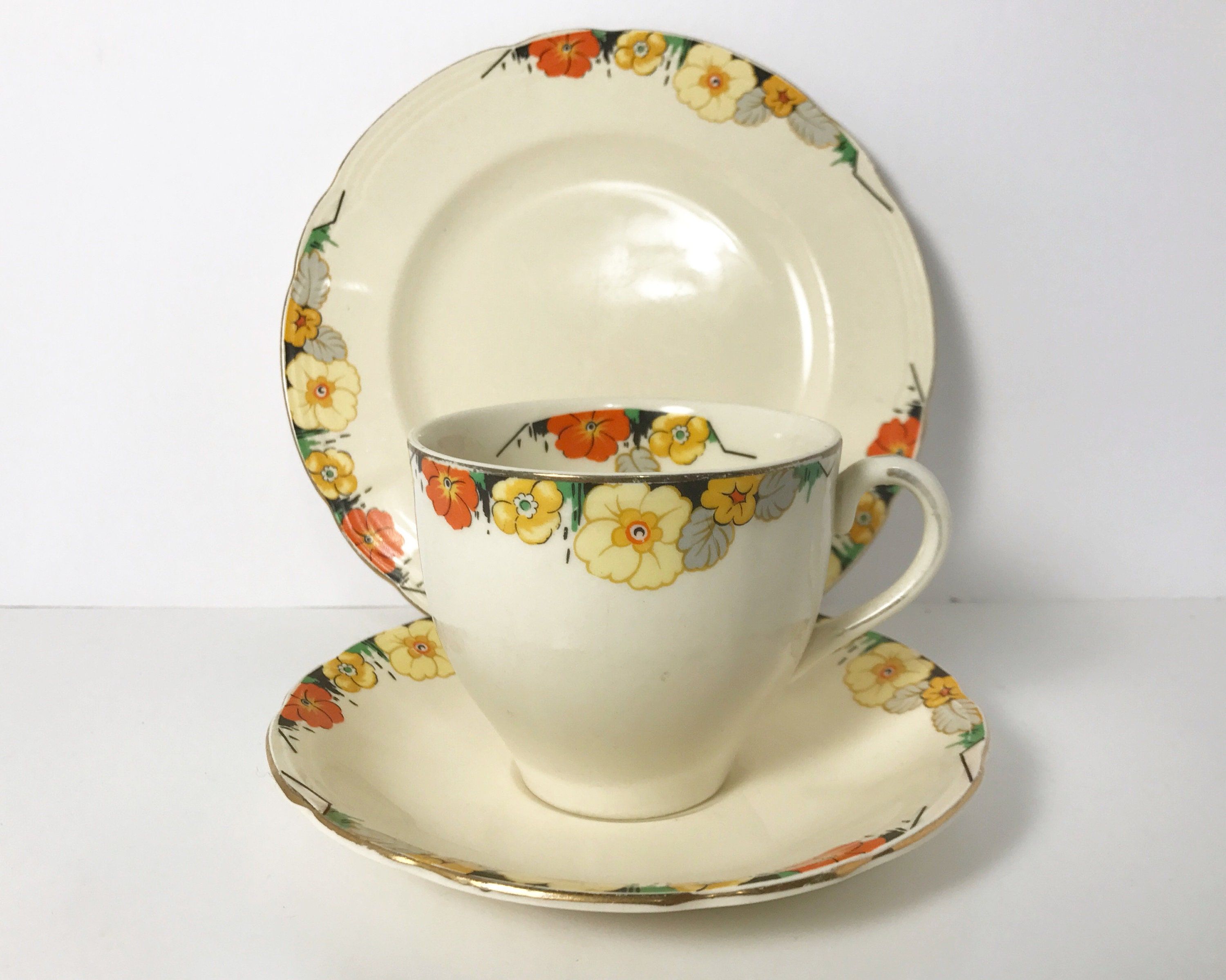 Art Deco Alfred Meakin Raymond Royal Marigold Tea Trio Loucos art-deco-alfred-meakin-raymond-royal-marigold-tea-trio-loucos