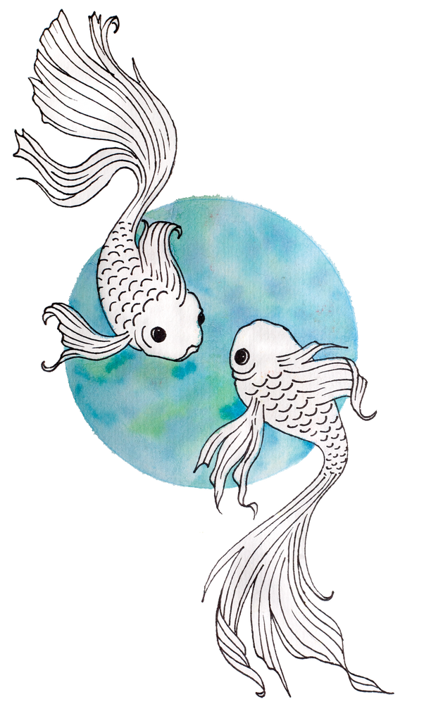 Pisces fish watercolor illustration Art Print by Red Finch Designs X