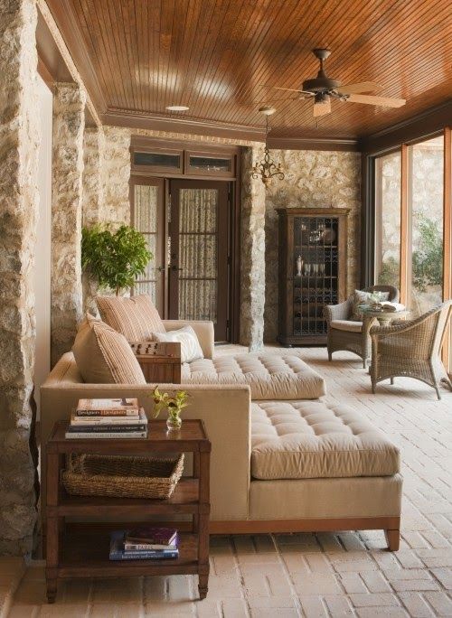 Love The Chaises And Wood Ceiling In This Beautiful Sunroom Love The Chaises And Wood Ceiling In