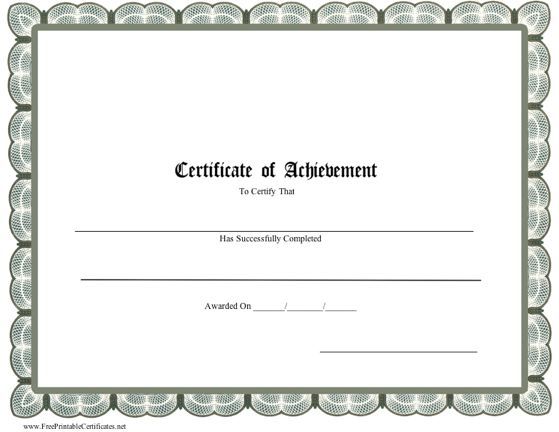 This printable certificate of achievement is bordered in