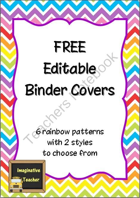 free editable binder covers rainbow from imaginative teacher on