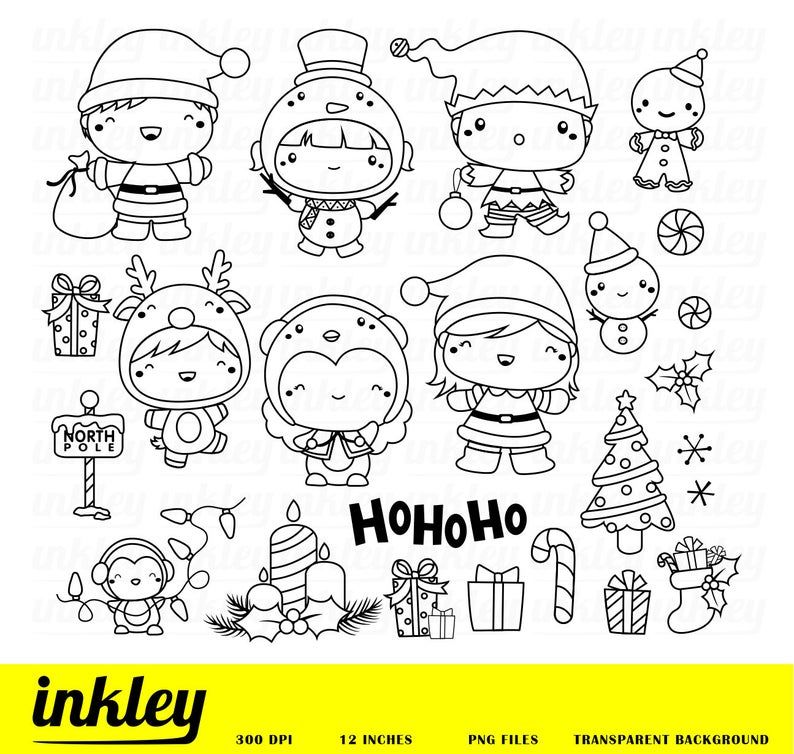 Cute Christmas Costume Clipart Holiday Season Clip Art Etsy In 2021 Christmas Clipart Clip Art Digi Stamps