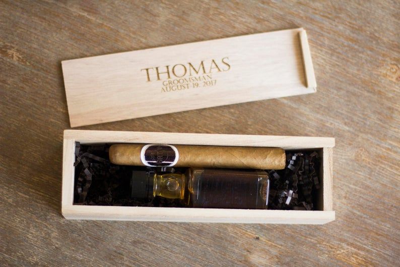 Personalized Cigar Groomsman Gift Gift for Groomsmen Cigar Box with Accessories Custom Cigar Box Set Wedding Cigar Lighter and Cutter