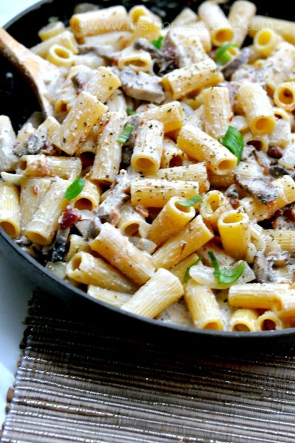 Bacon, Mushroom & Chicken Pasta - (Free Recipe below) | Pasta dishes