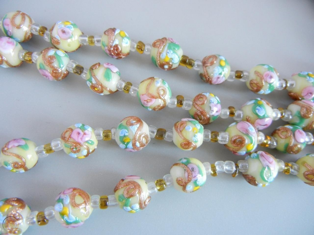 Opaque Aqua 10mm Lampwork Wedding Cake Bead Venetian Glass Bead Italian |Quantity 1