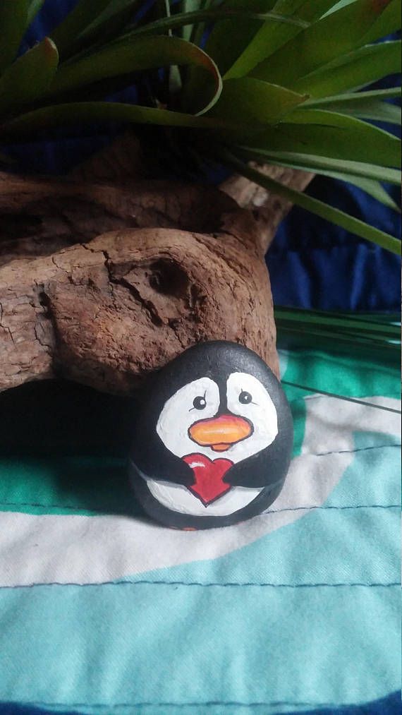 penguin rock the perfect pebble pebble art stone hand painted