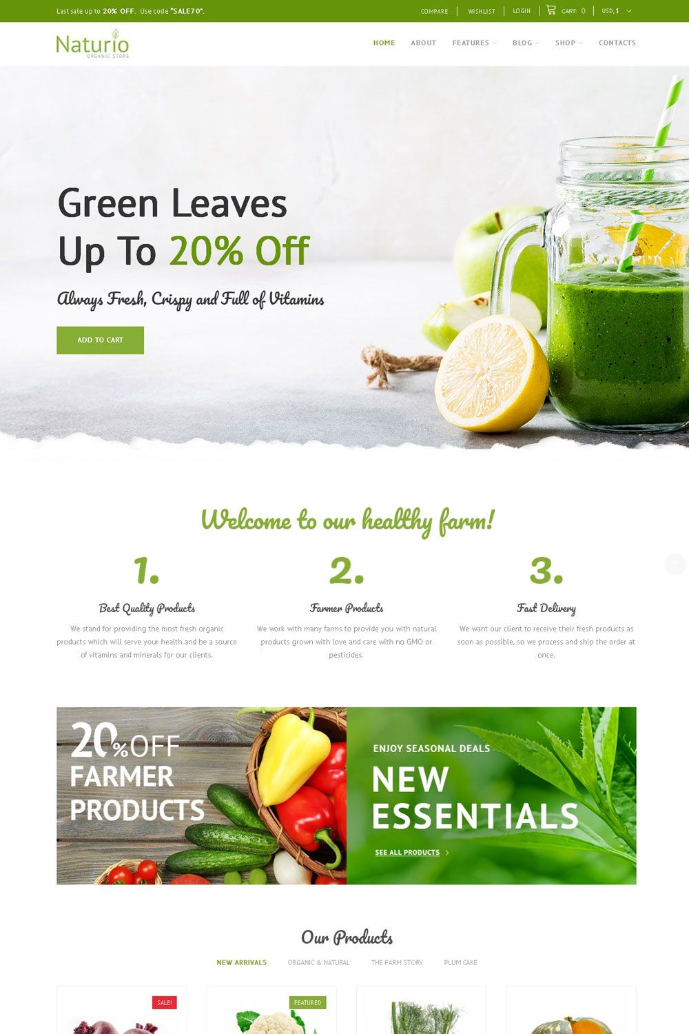 Naturio Food Store Template Elementor Theme