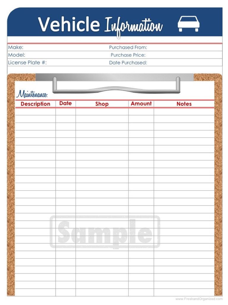 printable maintenance log