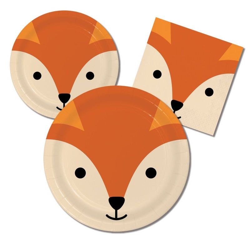 Woodland Party Decoration Woodland Baby Shower Plates Woodland Birthday Fox Napkins Fox Plate Woodland Party Supplies- Fox Party Plates