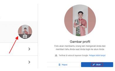 mengganti foto profil di meet
