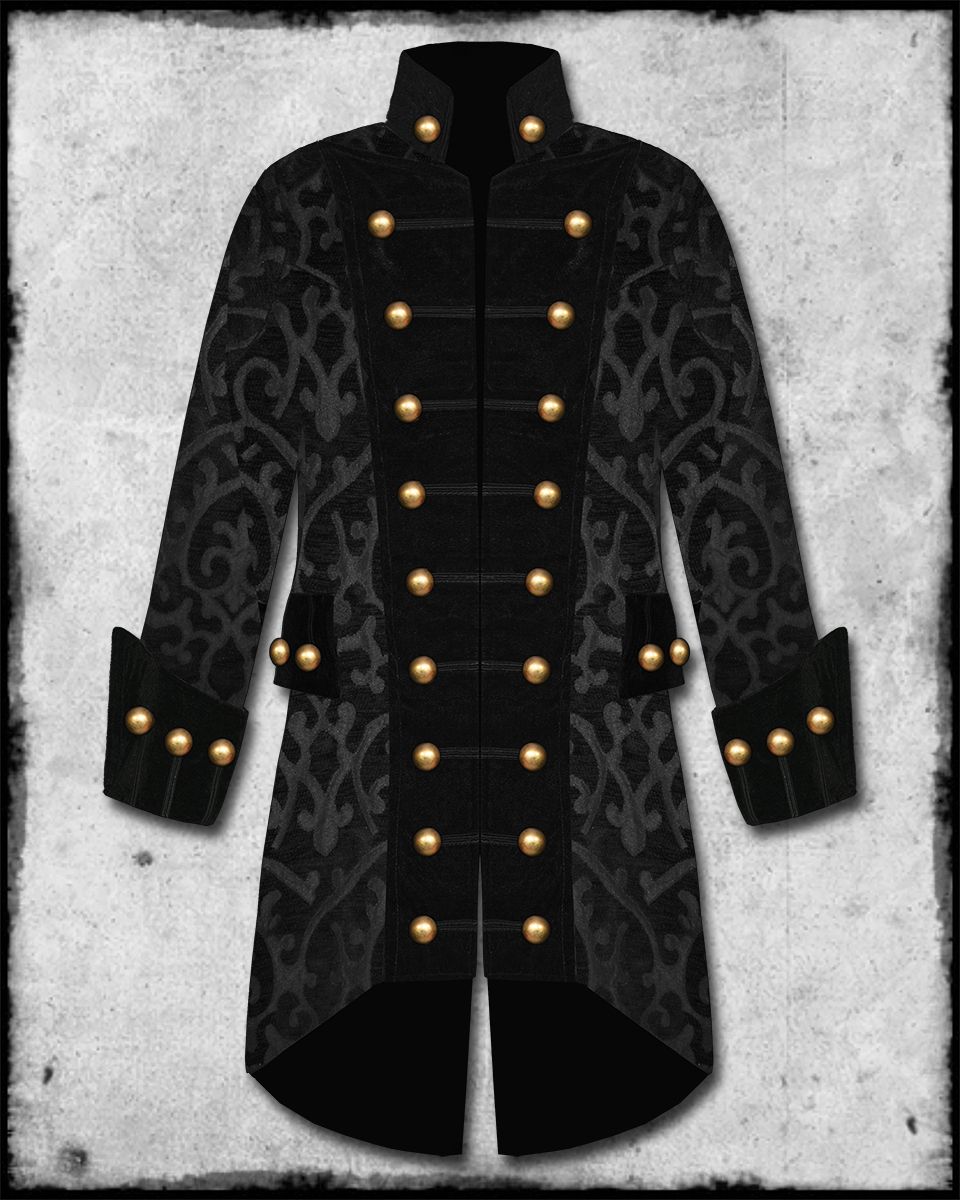 Shrine Mens Formal Victorian Gothic Steampunk Pirate Louis XIV Shirt Black Jacquard