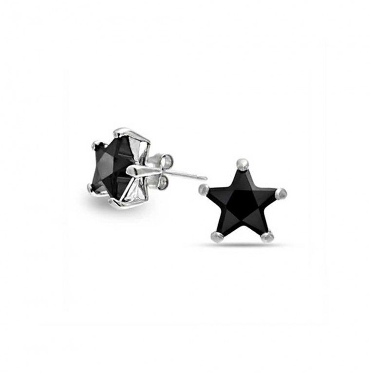 .925 Sterling Silver Clear CZ Shiny Star Stud Earring NEW