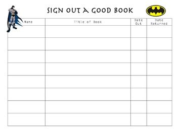 library book sign out sheet