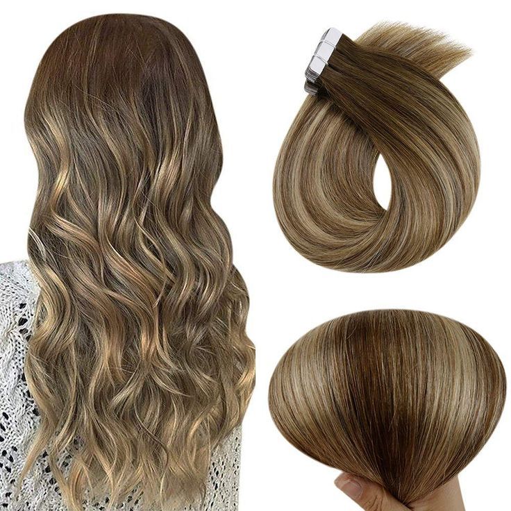 What Makes Fullshine® Invisi-Tapes Different From Any Other Hair Extension is the Skinweft Tape Bonds. They are Designed to Mimic Hair Growing From the Scalp and Made Extra-thin be Invisible for a More Natural-looking and Discreet Extension Than Ever Before. Color: #Balayage Dark Brown with Caramel Blonde Highlighted Balayage Color, Balayage Highlights, Balayage Hair, Tape In Hair Extensions, Quality Hair Extensions, Dark Blonde, Dark Hair, Grow Hair, Hair Growing