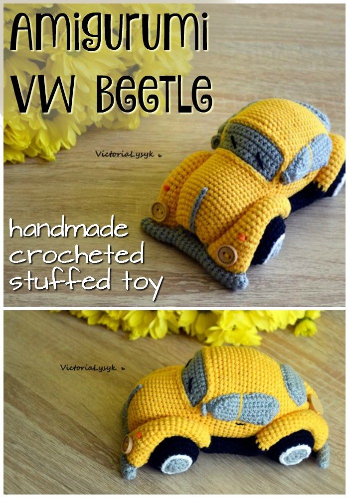 Cool! What a great looking VW Beetle crocheted toy! This VW Bug handmade amigurumi is so cool looking! I want one!!! #crochet #amigurumi #handmade #etsy #gifts #toys #volkswagon #beetle #VWbug #crafts #yarn Crochet 101, Crochet For Beginners, Crochet Gifts, Cute Crochet, Crochet Patterns Amigurumi, Amigurumi Doll, Crochet Dolls, Advanced Crochet, Crochet Baby Booties