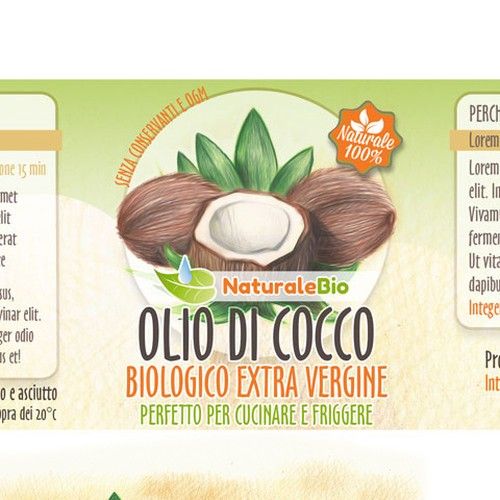 Etichette Barattoli Olio di cocco Product label contest design#product#label#picked