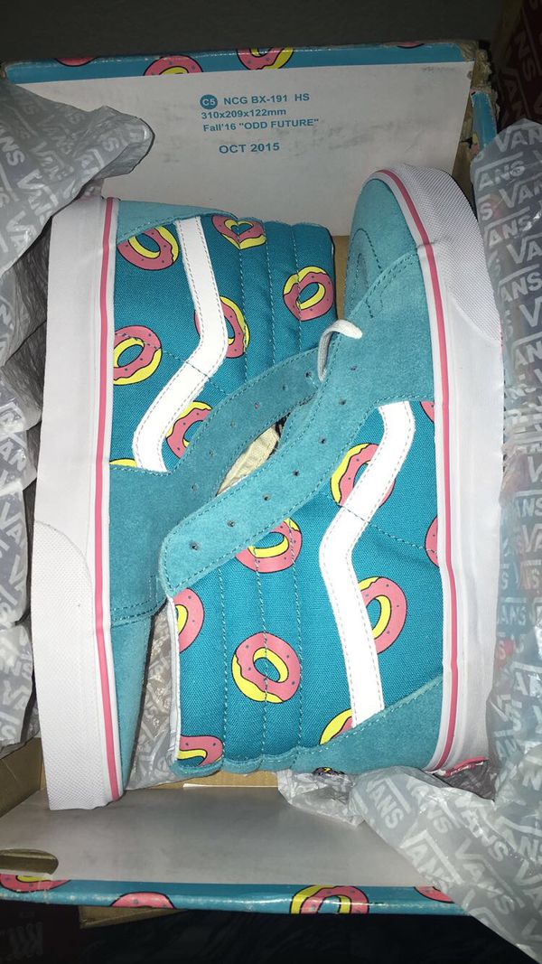 Vans Odd Future Golf Wang Tyler The Creator Scuba Blue Donuts Sk8 Hi Mens 8 5 For Sale In Tracy Ca Offerup Tyler The Creator Tyler The Creator Vans Blue Donuts