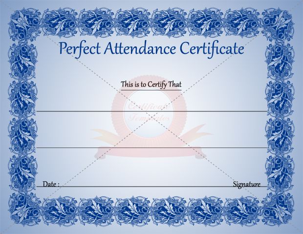 perfect attendance certificate template kids certificate templates