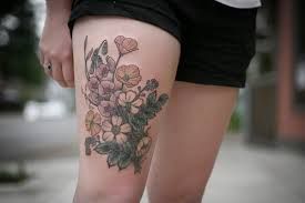 wildflower tattoo - Google Search | Flower thigh tattoos, Tattoos, Rose