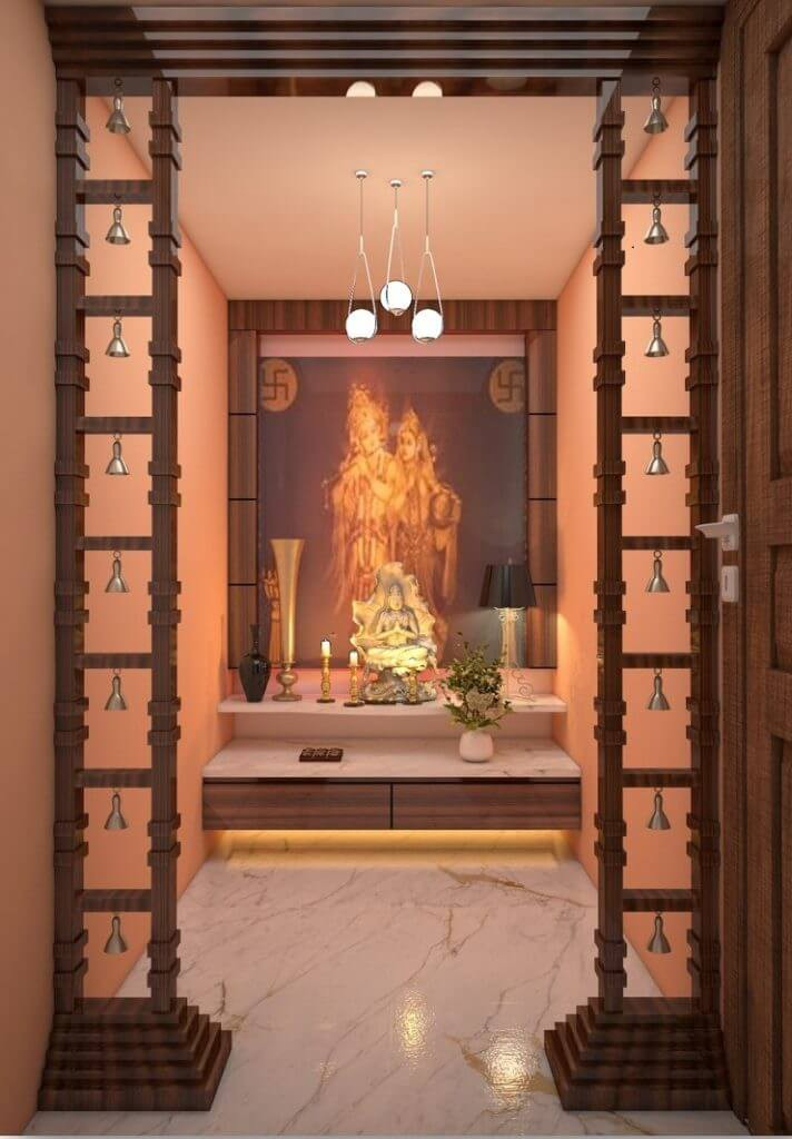 Puja rooms design in apartments - Lavana Architects & Interior Designers