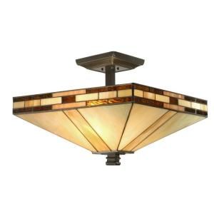 Amora Lighting 2 Light Tiffany Style Mission Semi Flush Amora Lighting 2 Light Tiffany Style Mission Semi Flush