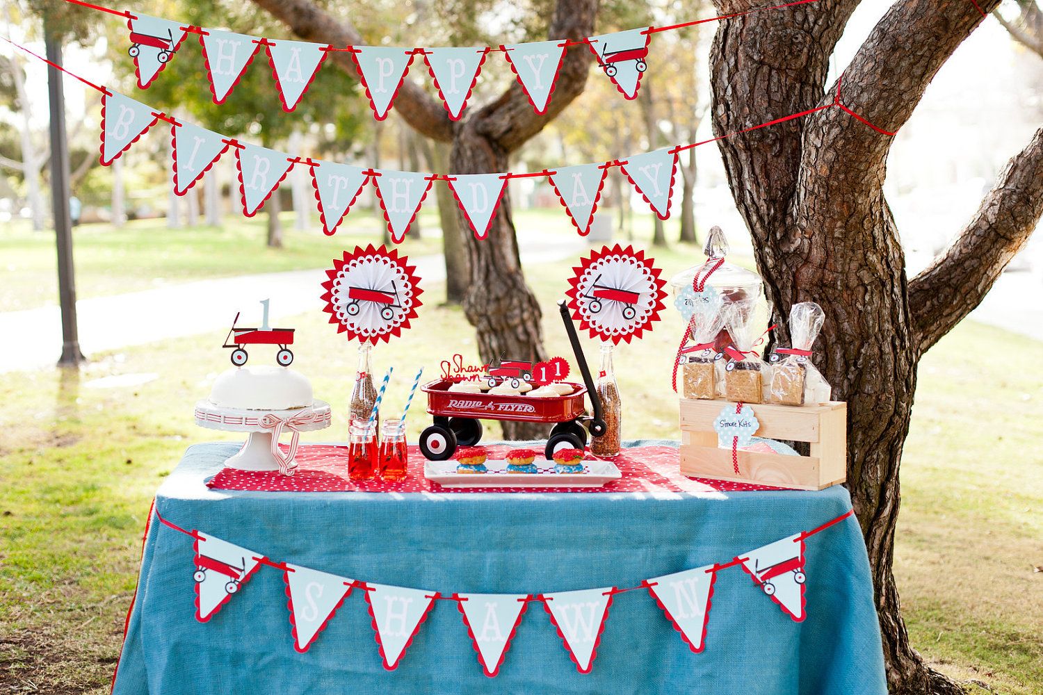 little red wagon birthday party package vintage toys theme garland radio flyer birthday party